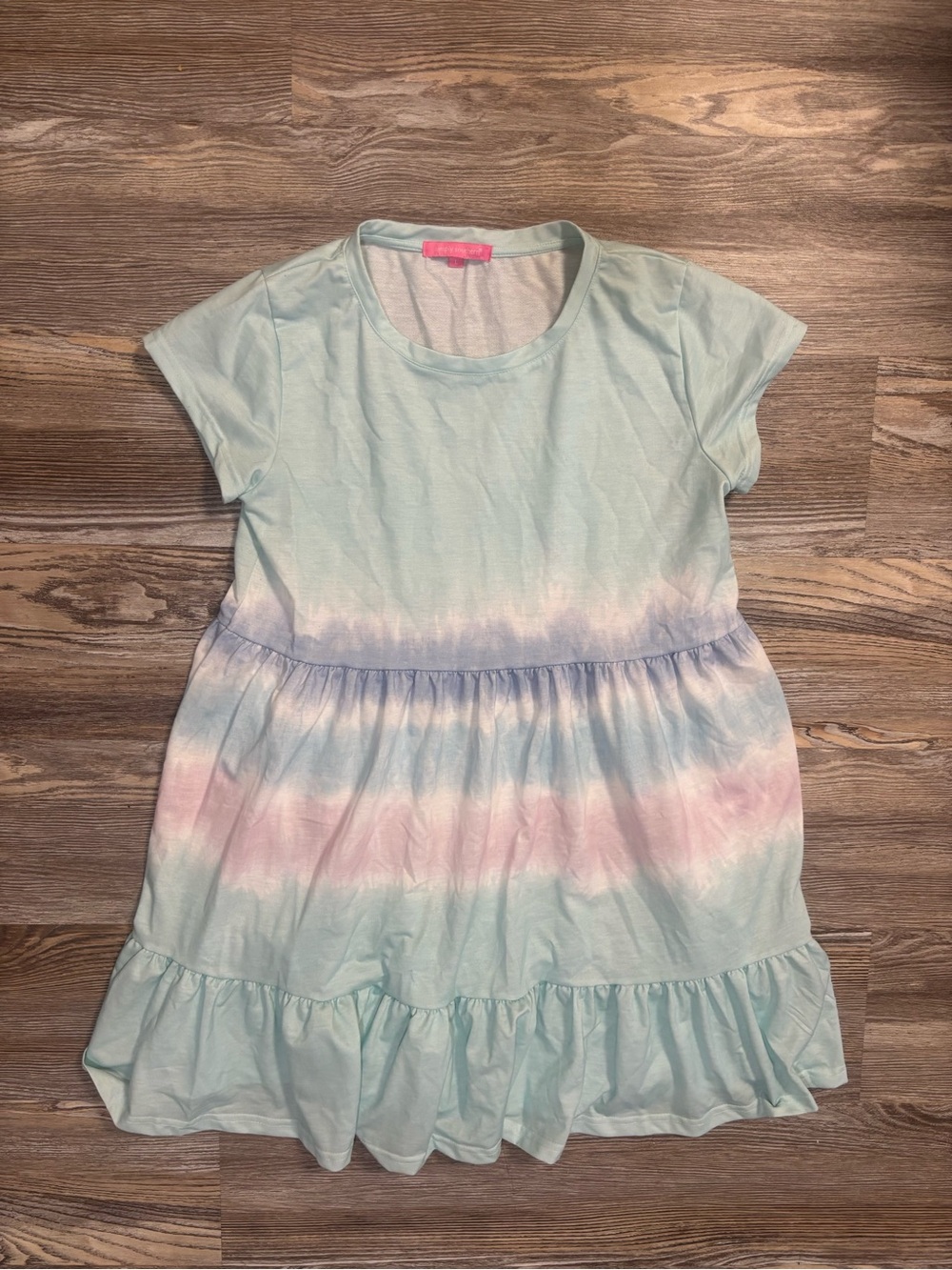 Simply Southern Mint Pastel Tie-Dye Ruffle Hem Dress